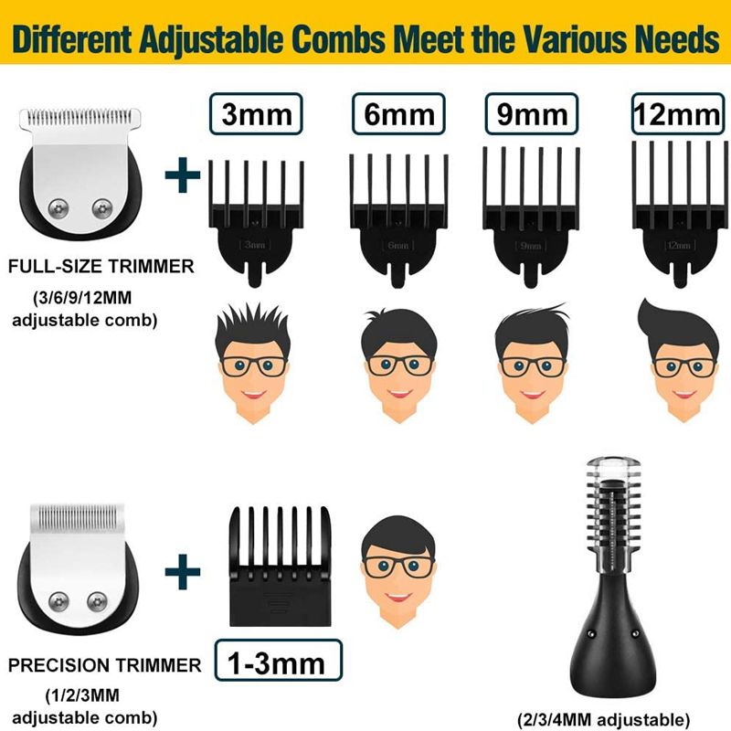 11in1 multi trimmer mannen gezichts-, baard-, lichaamsverzorgingssets elektrische tondeuse neus-oortrimmer oplaadbaar 110v-220v_voghion.com