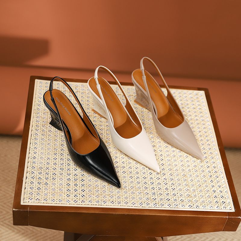 339-3 High-End Spitzschuh Keil Herbst Neue Vielseitige Flache Mund Dicke Sohle High Heel Backless frauen Schuhe_voghion.com