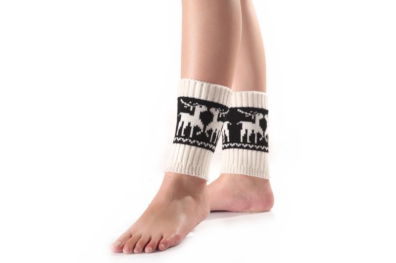 Women's Autumn And Winter New Christmas Deer Short Colored Warm Socks, Knitted Wool Boots, Leggings, 10 Colors_voghion.com
