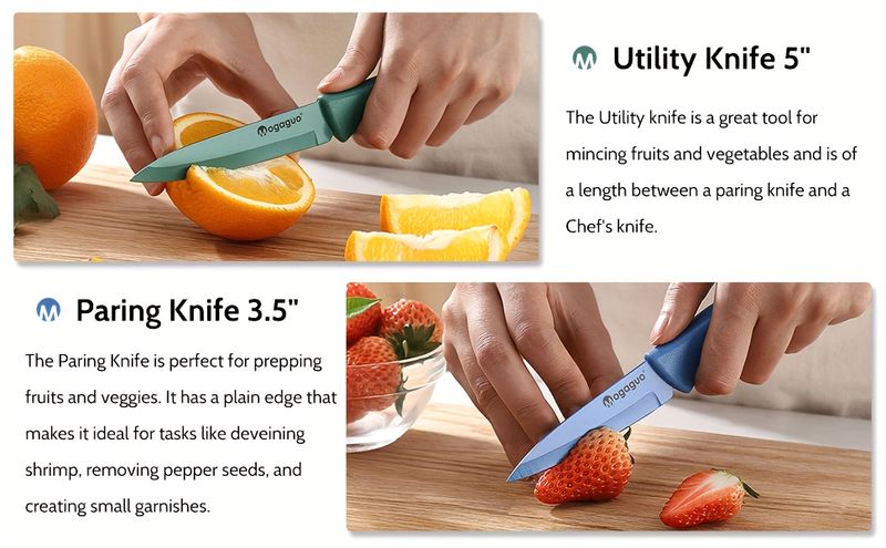 Professional Kitchen Knife Set 14pcs Rainbow Dishwasher Safe Sharp Stainless Steel With Sheaths Non Stick Blade Guards_voghion.com