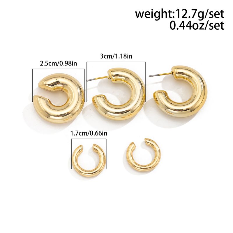 Brincos femininos, acessórios para brincos de ouro, estilo INS, conjunto de argola em forma de C, liga simples, superfície lisa, clipe de orelha não perfurado, novo modelo_voghion.com