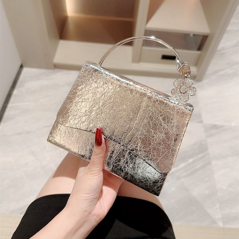 New Bright Leather Flap Dinner Banquet Gold Bracelet, Handbag, Evening Dress Bag, Party Bag_voghion.com