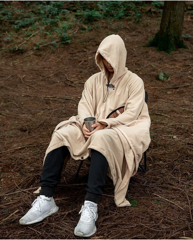 Saco de dormir térmico multifuncional para acampar al aire libre, de forro polar, para viajes, resistente a la suciedad, manta para la siesta y almohada._voghion.com