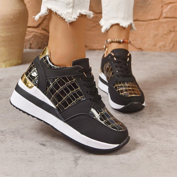 New Spring Autumn Winter Women's Sports Casual Shoes Color Block Plaid Large Size 43 Sneakers_voghion.com