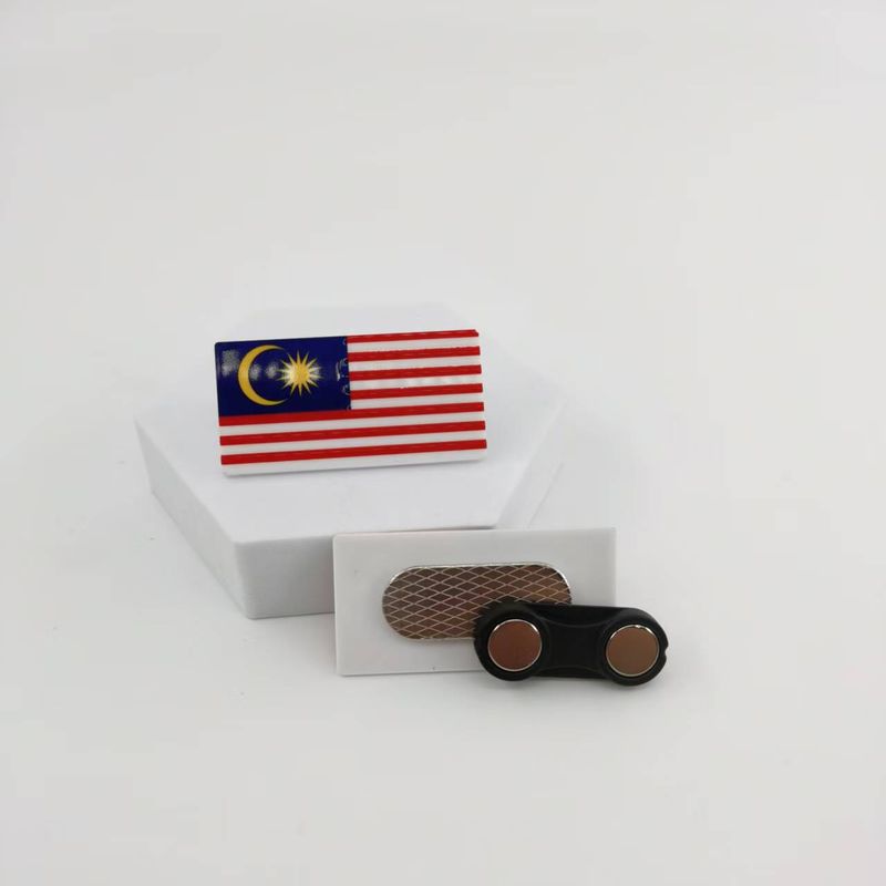 Malaysia Brooch 2.5*5 Acrylic National Flag Badge Pin Direct_voghion.com
