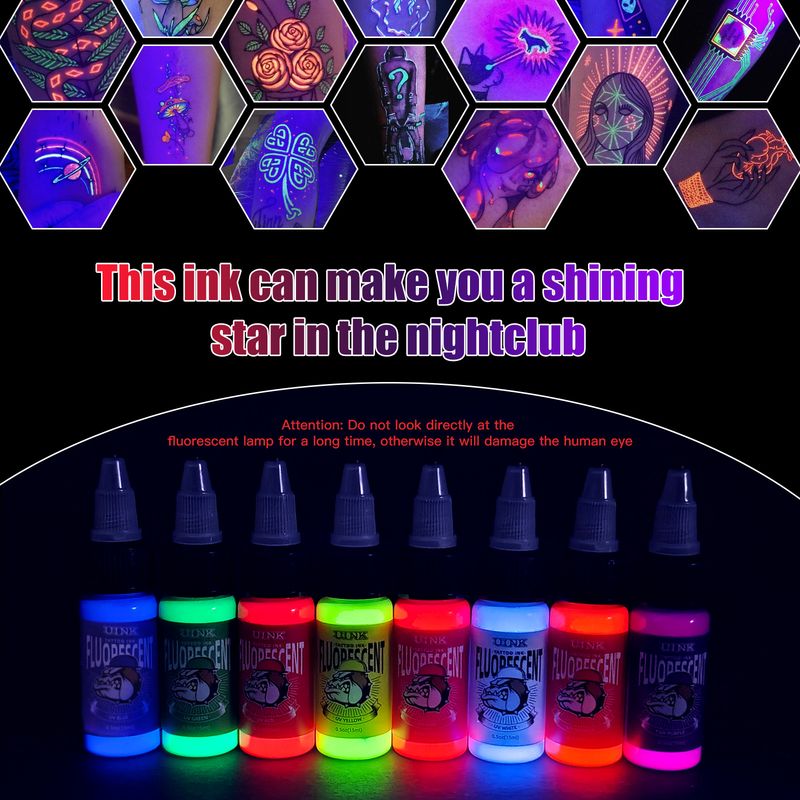 Neu Uink Fluoreszierende Sekundäre Kreative 8 Farben Tattoo Tinte 15ml_voghion.com