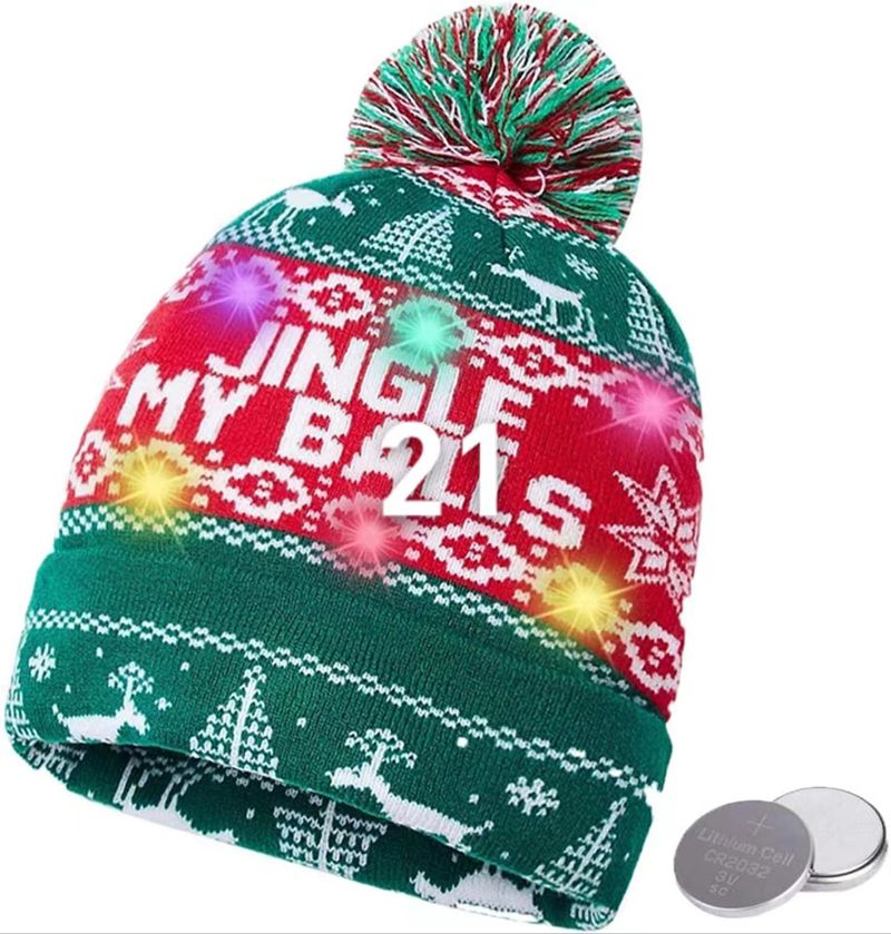 2024 Nieuwe Jacquard LED Wollen Herfst/Winter Warme Gebreide Kerstmuts_voghion.com