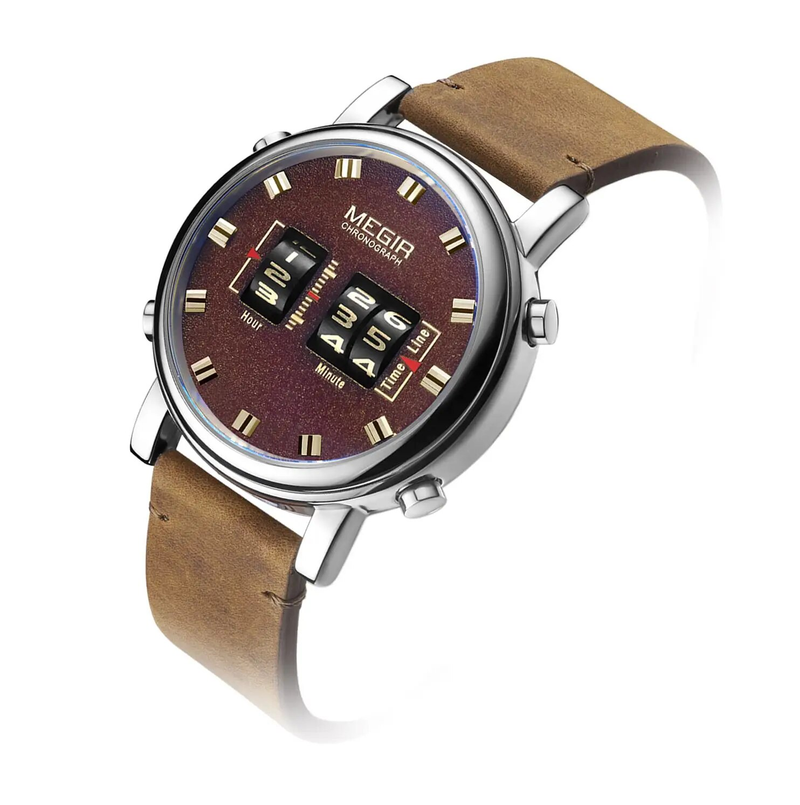 Roller Pointer da uomo Orologio da polso al quarzo con cinturino in pelle sportivo militare di lusso Mascilino_voghion.com