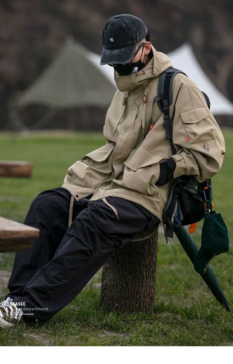 Windproof and waterproof outdoor mountain functional hardshell ins tide day hooded work autumn coat men_voghion.com