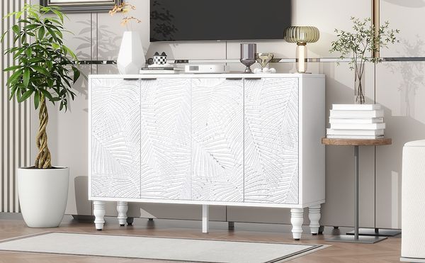 U-Can 47.2'' Modern TV Stand, Entertainment Center Media Console With 2 Spacious Storage Space, Solid Wood Legs And Anti-tip Device For Living Room,_voghion.com