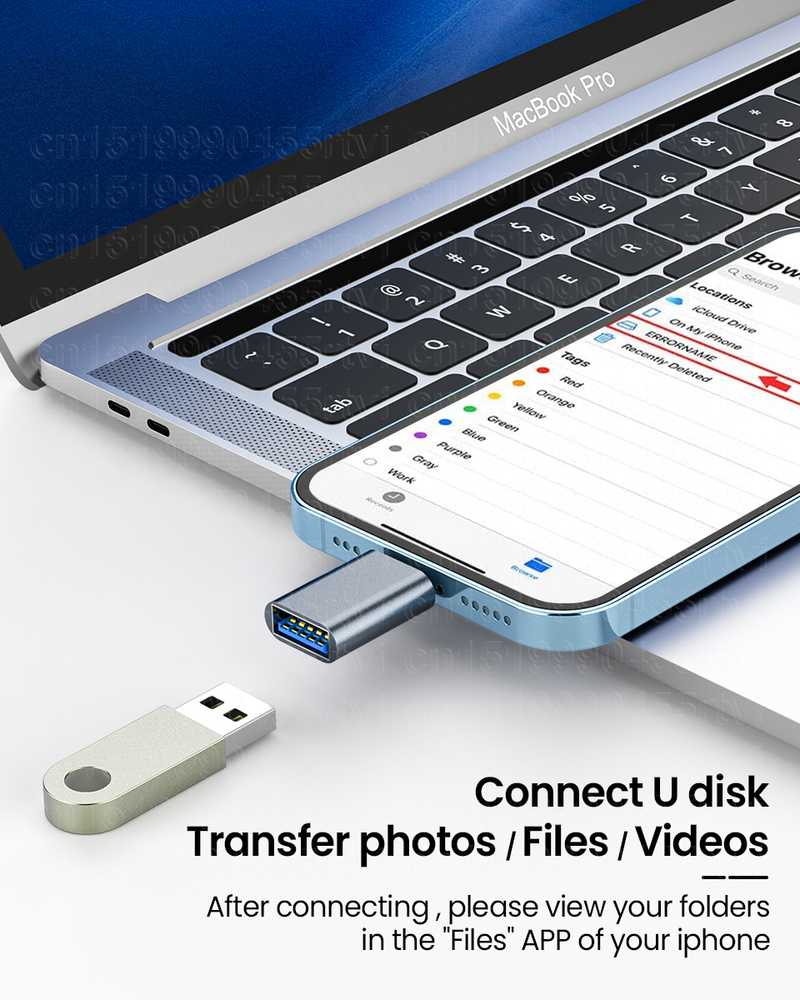 Farbe USB Multi 3.0 OTG für iPhone 14 13 12 11 Pro XS Max XR X 8 7 6s iPad U Disk Beleuchtung Stecker auf USB 3.0 Buchse_voghion.com