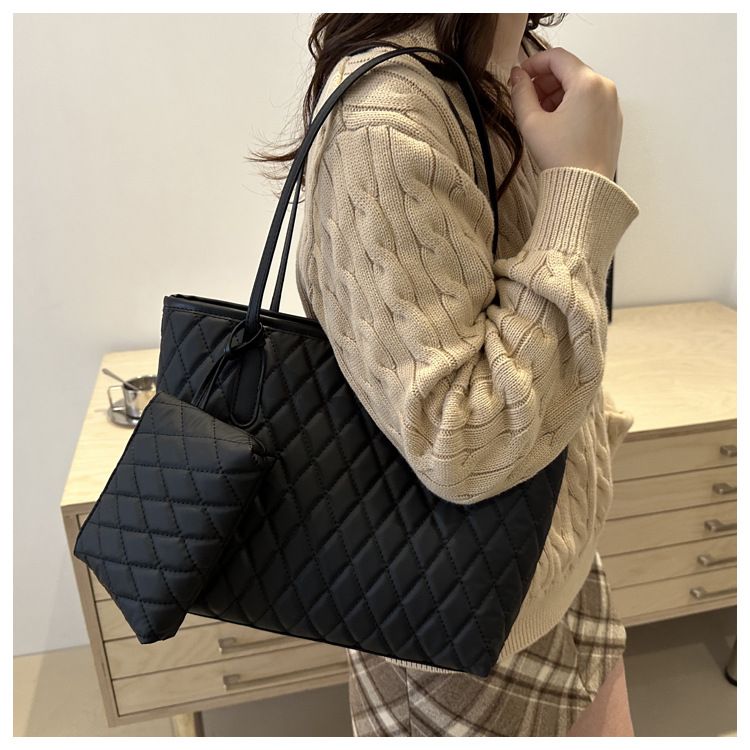 Women's Bags Large Capacity Diamond Bag For Women Simple Large Bag Casual Korean Style Shoulder Handbag_voghion.com