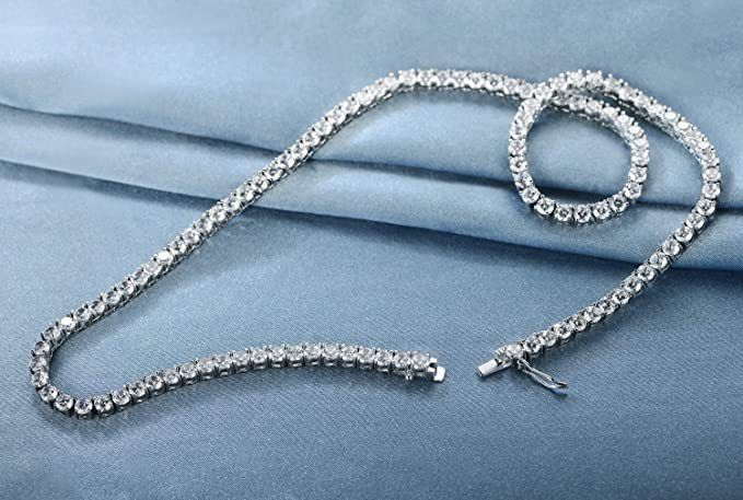 Männerschmuck K Wäissgold Vergoldet 4 Klauen 2mm3mm4mm5mm6mm Zirkon Tennis Halskette Halskette Moud_voghion.com