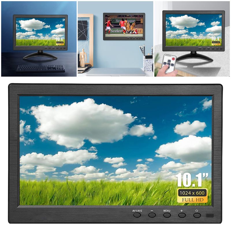 Monitor secondario per telecamera di backup USB BNC con schermo LCD a colori da 10,1 pollici compatibile con HDMI con ingresso AV VGA per TV e computer_voghion.com