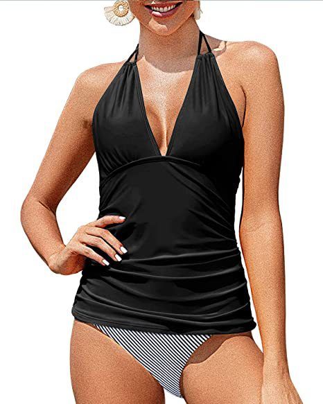 Abbigliamento da donna Costume da bagno due pezzi con scollo all'americana da donna Costume da bagno due pezzi con scollo a V Slip bikini Costume da bagno due pezzi contenitivo per la pancia_voghion.com