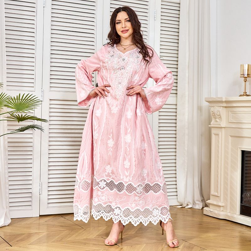Fashionable New Muslim Robe Women's Long Embroidered Elegant Pendant Dubai Party Evening Dress_voghion.com