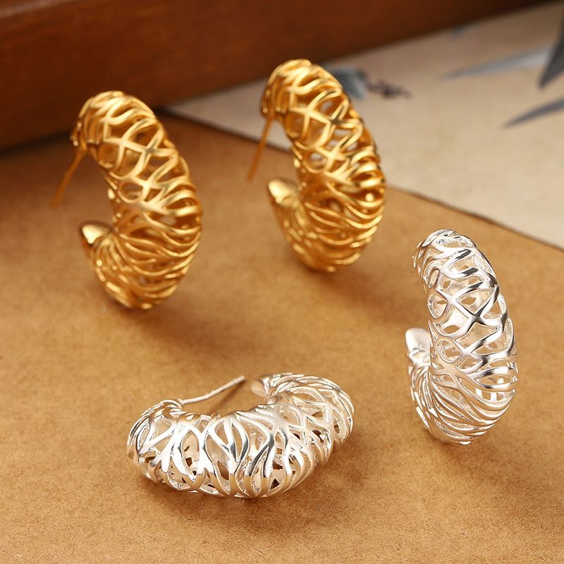 Orecchini a vento in metallo con cavi intrecciati da donna, orecchini irregolari con personalità di nicchia, orecchini estivi coordinati_voghion.com