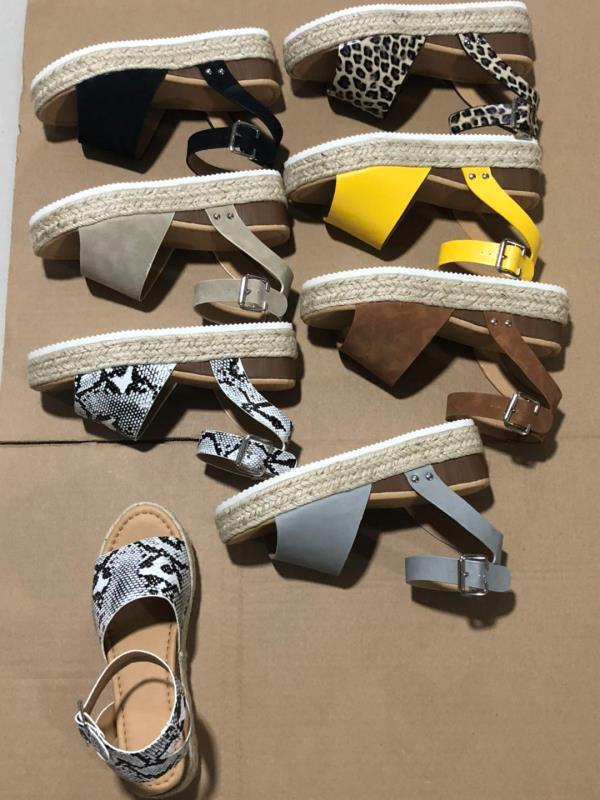 Damesschoenen, dikke zolen, sandalen met gesp, sleehak, touw, lichte onderkant, dikke onderkant, sandalen met hoge hak voor dames_voghion.com