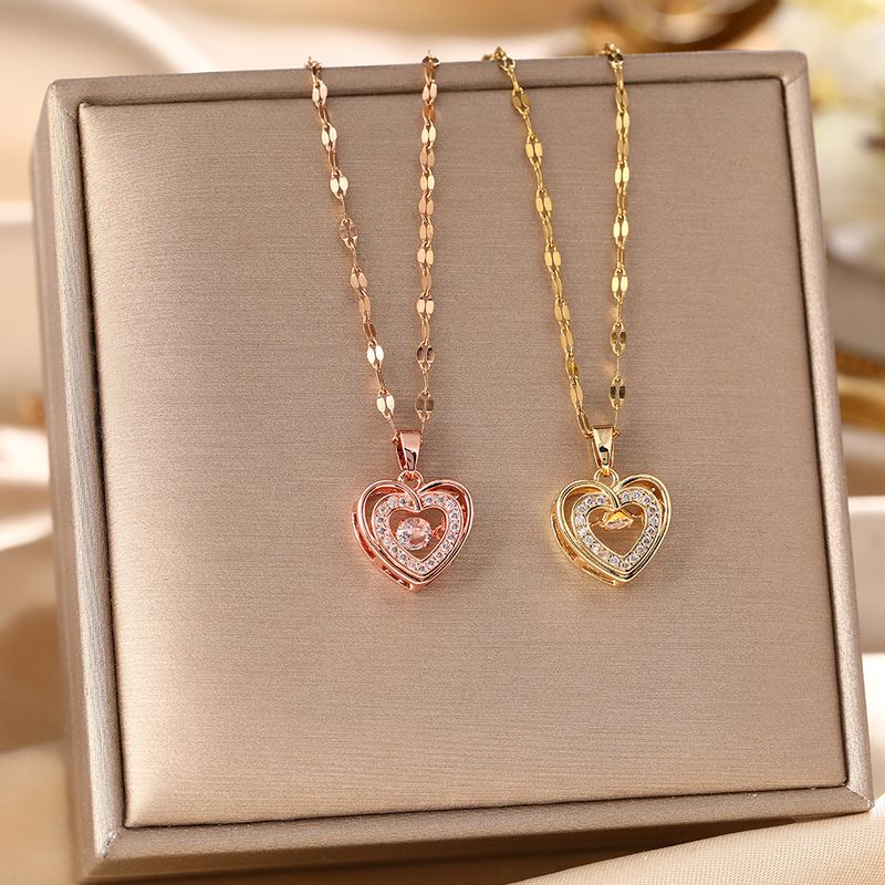 Koreanische Version des Live-Streamings, heißer Artikel, dynamische Doppelpfirsich-Herz-Halskette für Frauen, INS-Stil, High-End-Gefühl,_voghion.com