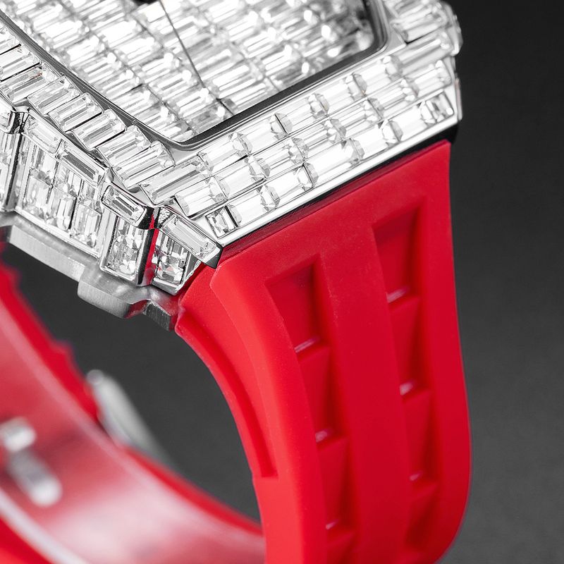 MISSFOX Watch, Popular Wine Barrel Type T Square Diamond In Europe And America, Personalized Fashion Hip-hop Silicone Strap Watch_voghion.com