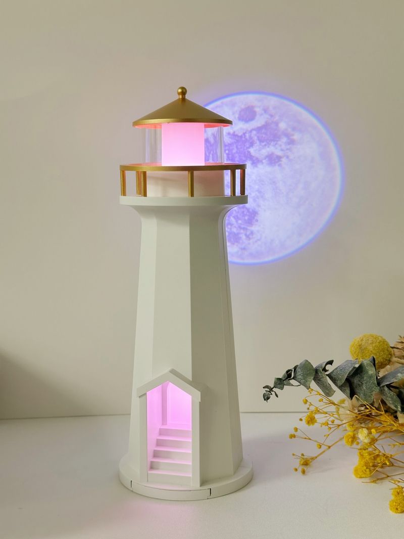 Night Light Moon Lamp Projection Lighthouse Lamps APP Control Blue Tooth Music Speaker Ambient Lights Birthday Festival Gift_voghion.com
