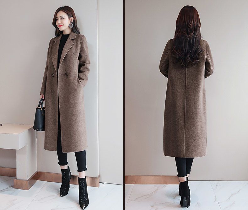 Women's Clothing Autumn And Winter Woolen Coats Mid Length Women's Winter Wool Coat Long Loose Trench Coat Plus Size Casual Overcoat With Pockets_voghion.com