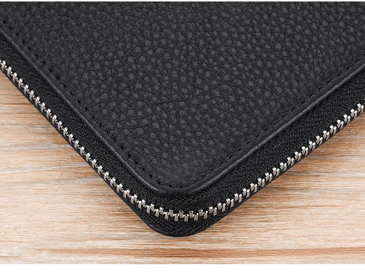 Leather Wallet Rfid Anti-magnetic Card Bag Leather Book Bag Multi-functional Wallet Long Wallet Certificate Cover_voghion.com