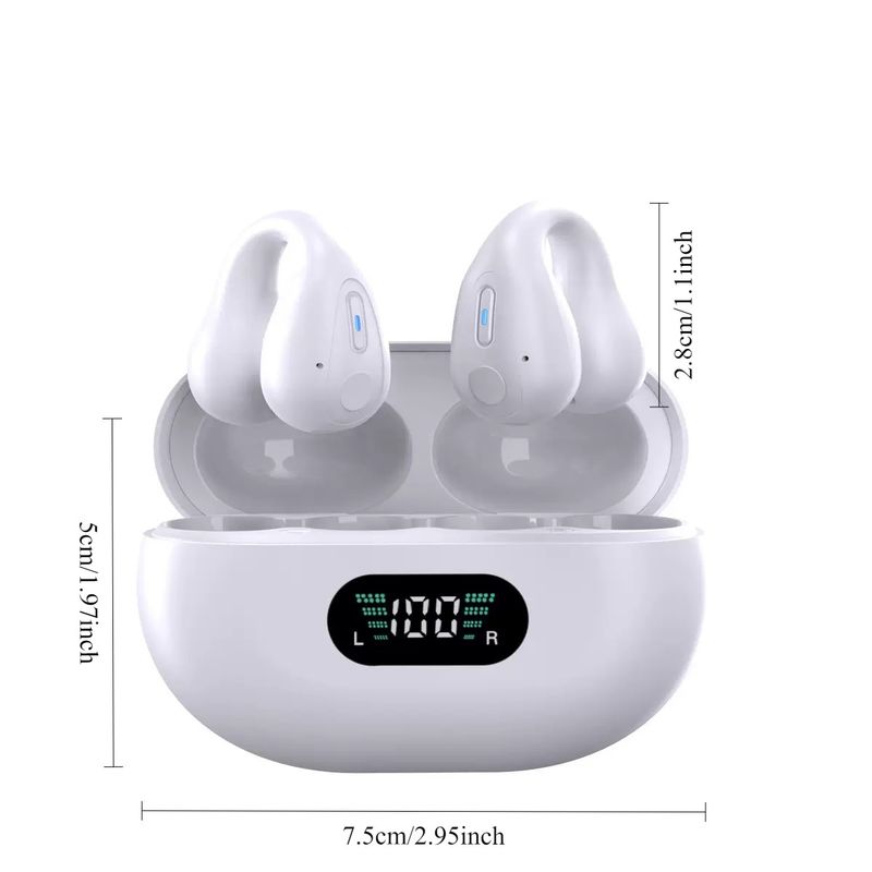 Bezprzewodowe słuchawki sportowe z otwartym uchem, bezprzewodowe słuchawki douszne BT z klipsem do telefonu z systemem Android i iPhone'a, słuchawki z przewodnictwem powietrznym do jazdy na rowerze i biegania_voghion.com