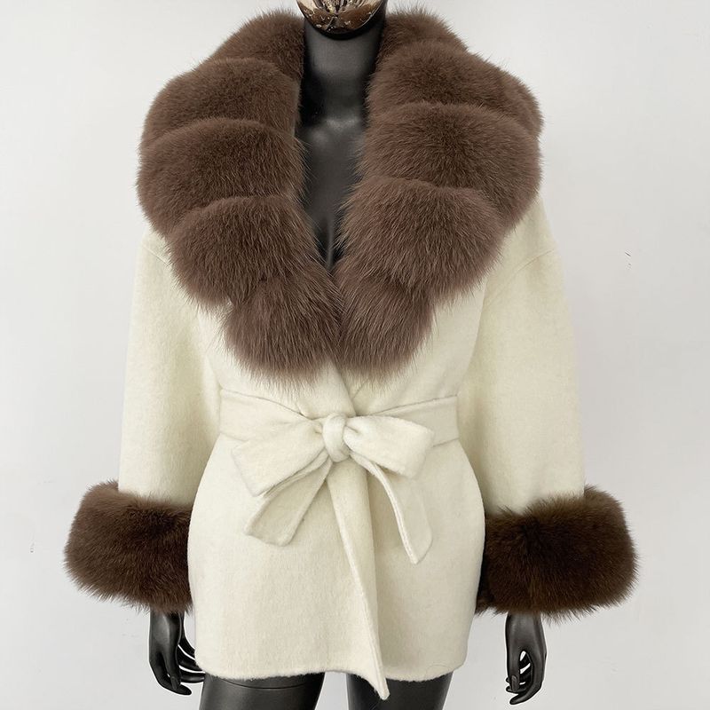 Luxuriöser doppelseitiger Wollmantel mit Fuchspelzkragen – Übergroßer Damen-Wintermantel, eleganter mittellanger Trenchcoat für Freizeit und Büro_voghion.com