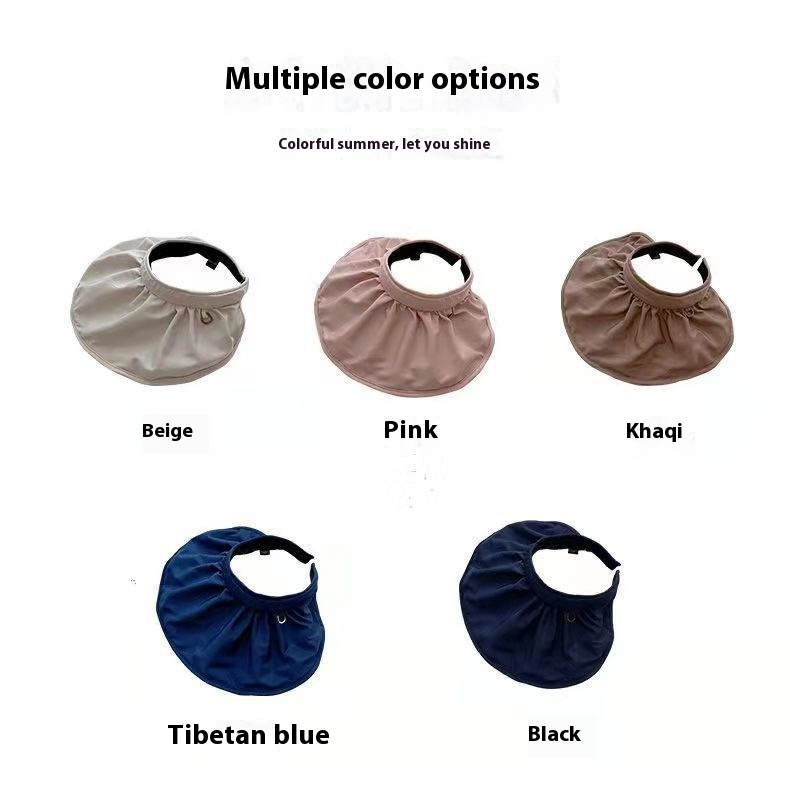 Sommersonnenschirm Koreanische Version Sonnenschutz Große Traufe, die das Gesicht bedeckt Netz Rote Schale Tragbarer gekräuselter Haarreifen Sonnenhut für Damen_voghion.com