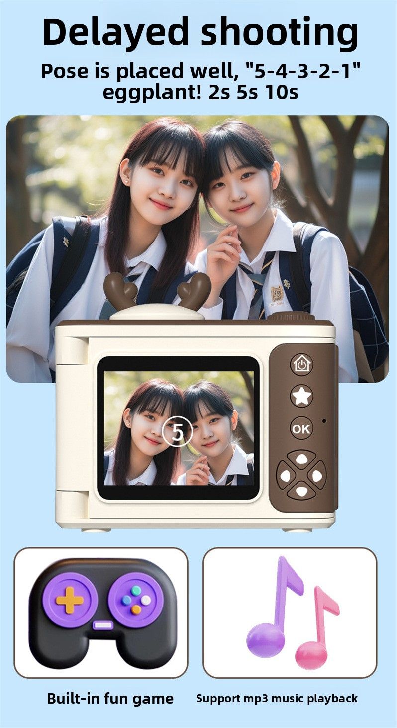 Digital S6 Flip Screen Student Party CCD High-Value Children's Cartoon Camera HD Gift_voghion.com