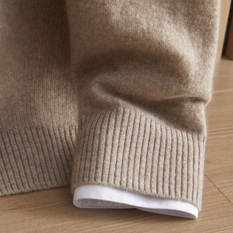 Autumn Winter New 100 Pure Cashmere Men's Thick Sweater With Loose And Slimming Top Ide, Casual Half Zipper_voghion.com