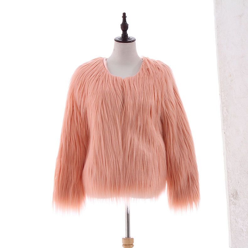 Cappotto di agnello in pile di lana lavata di grandi dimensioni a maniche lunghe corte alla moda da donna_voghion.com