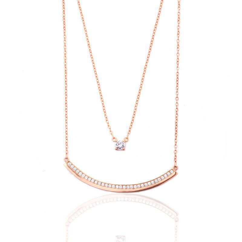 Nur Doppel Schicht Einzelnen Diamant Lächeln Halskette Weibliche Element Kristall Schlüsselbein Halskette Weibliche_voghion.com