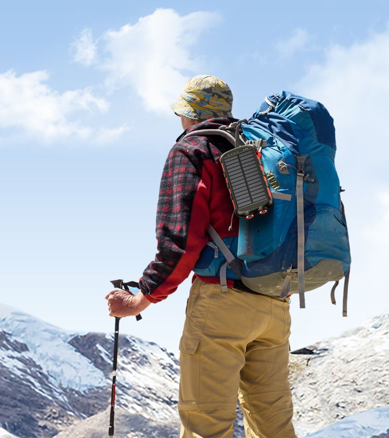 High-Capacity 20000mAh Solar Power Bank With PD 18W Fast Charging, IPX6 Waterproof, Wireless Charging For Outdoor Adventures - Multi-Port Output_voghion.com