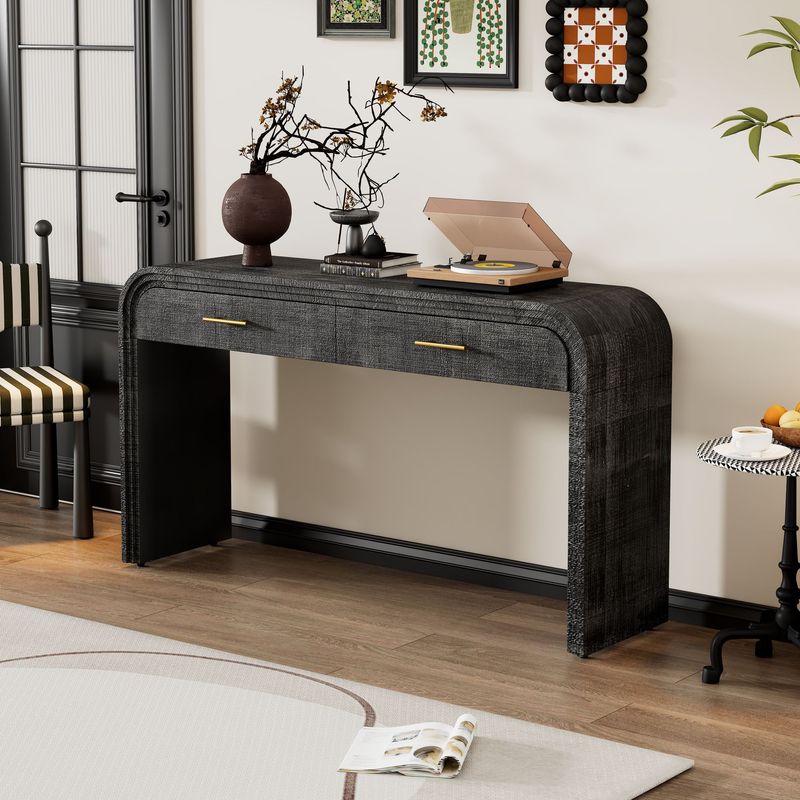 Unique Retro Silhouette Console Table With Open Style,Two Top Drawers For Entrance,Dinning Room,Living Room_voghion.com
