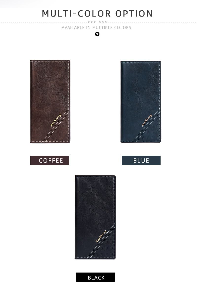 BAELLERRY New Men's Long Wallet European And American Business Style Multiple Card Slots RFID Theft Protection Made With Soft Leather Material_voghion.com