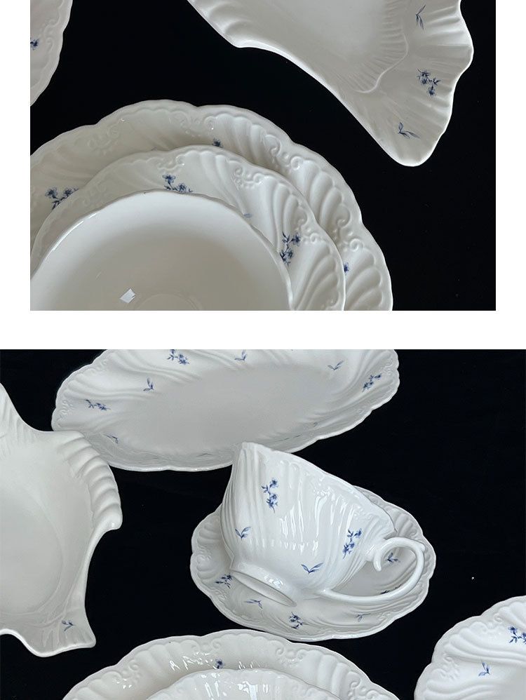Blue Flower Ceramic Tableware Oval Plate 2025 Fall/Winter New_voghion.com