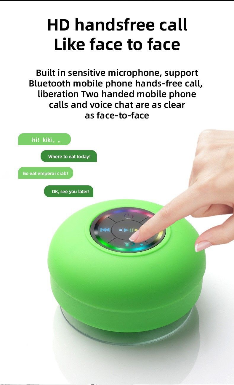 New Cross-Border LED Light-Up Level 4 Waterproof Bluetooth Portable Mini Phone Gift Suction Cup Small Speaker_voghion.com