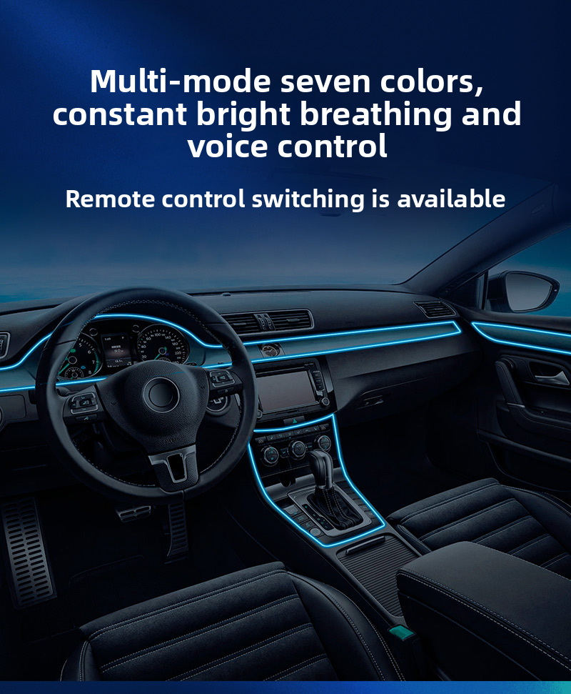 Modifica degli interni dell'atmosfera dell'auto USB Suono Freddo Colorato Telecomando Guida wireless Ritmo Striscia luminosa_voghion.com