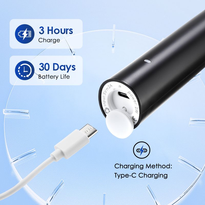 2024 EU Dental empfohlene elektrische Zahnbürste, 5 Modi, 22.000 U/min Reinigung, Smart Timer & IP67 wasserdicht, Typ-C Aufladen_voghion.com