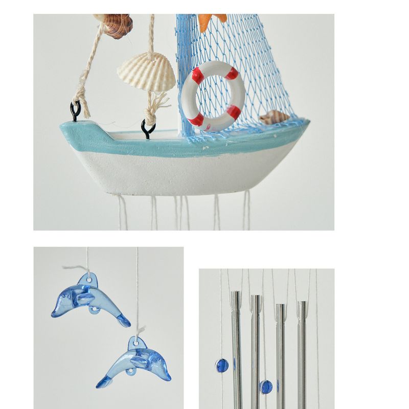 Creative Wind Chime Home Decor Small Wooden Boat Hanging Ornament_voghion.com