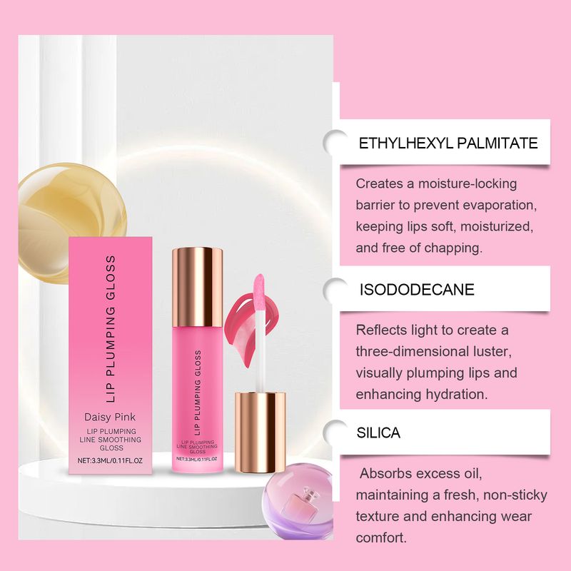 Feuchtigkeitsspendender Gloss, sanfte Inhaltsstoffe, tägliche Feuchtigkeitspflege für trockene, feuchtigkeitsspendende, glasige Schmolllippen, Lippenbalsam_voghion.com