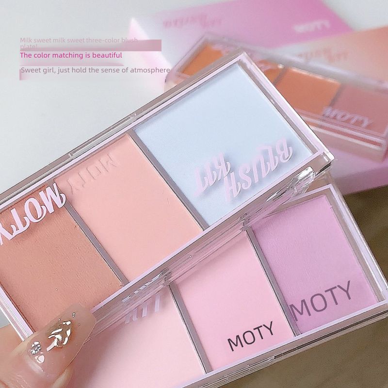 MOTY dreifarbiges Rouge-Püree-Rouge-Puder ist zart und einfach zu handhaben, um die Farbe und Vitalität des Mädchens zu zeigen, tragbar und günstig_voghion.com