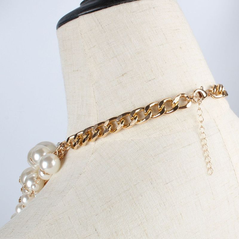 Exaggerated Jewelry Necklace Multi Layer Clothing Pearl Tassel Statement_voghion.com