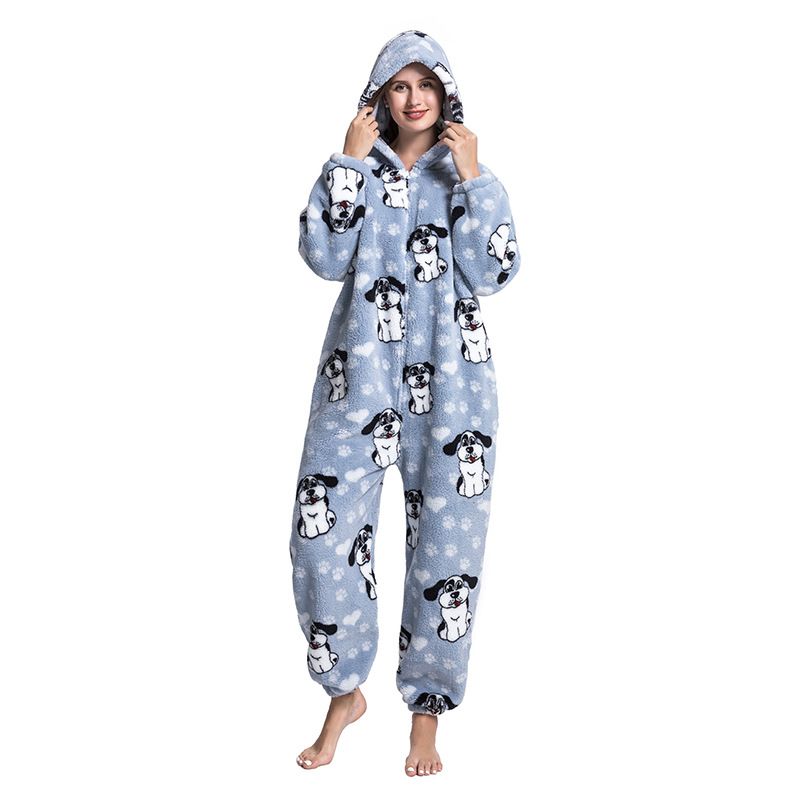 Cartoon Tier Pyjamas Niedlich Verdickt Unisex Paar Neue Flanell Homewear Einhorn Erwachsene Onesie_voghion.com