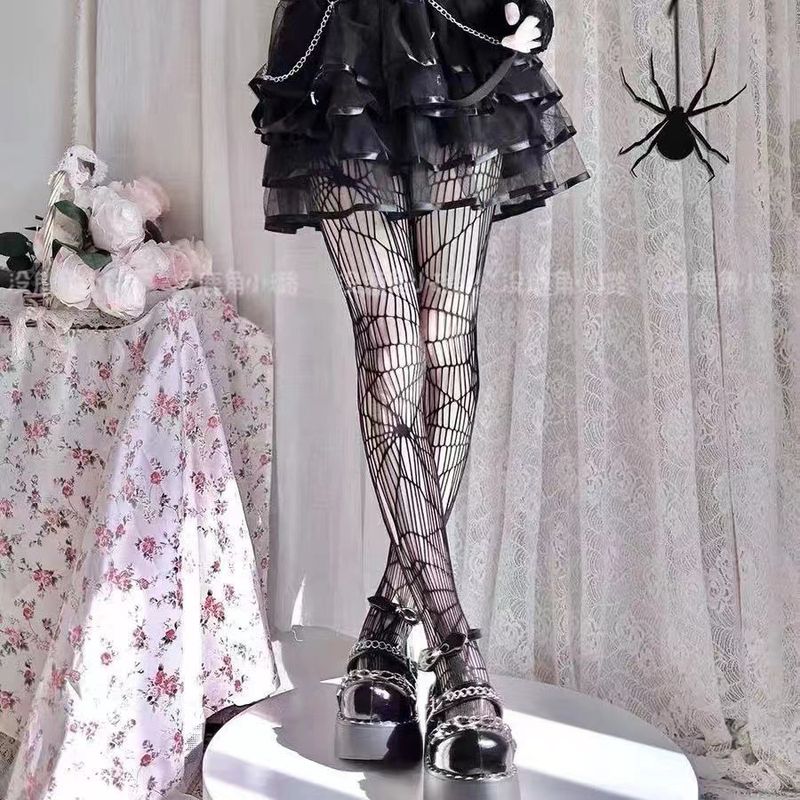 2025d Women's Fishnet Stockings Halloween Spider Pattern Pantyhose Ghost Festival Socks_voghion.com
