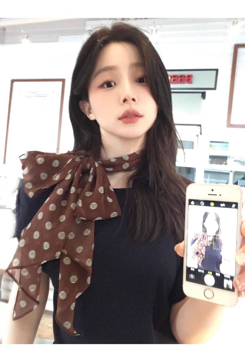 Mistakenly Mistaken For A Korean Drama Female Lead, Versatile Polka Dot Long Women's Beach Vacation Necktie, Scarf,_voghion.com