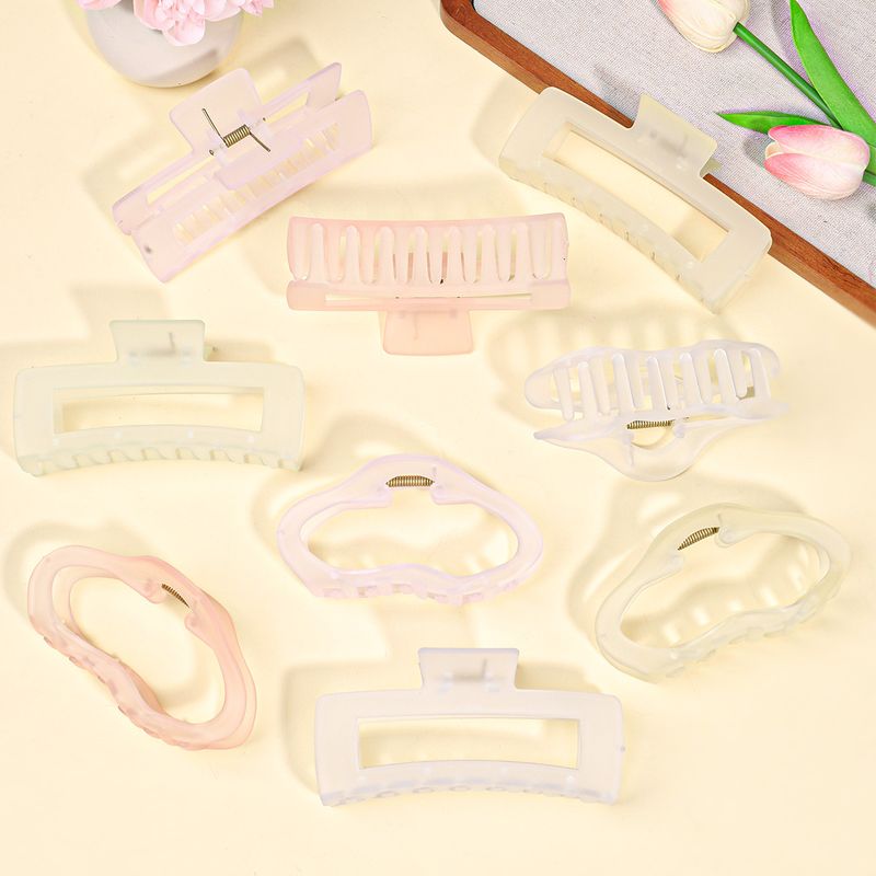 Summer Matte INS-style Transparent Candy Color Large Back-of-Head Claw Clip - Elegant Heart & Cloud Shark Clip_voghion.com
