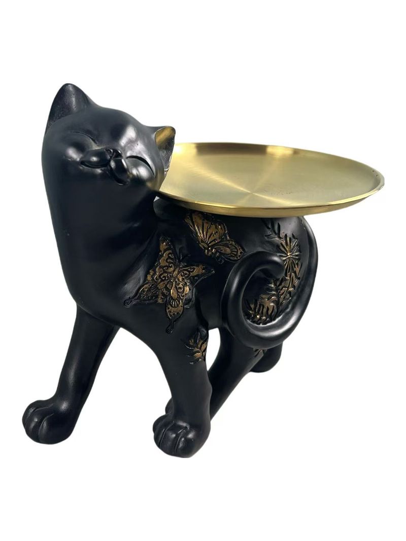 Cute Black Cat Resin Storage Key Perfume Craft Simple Desktop Ornament Entryway Decoration Handmade_voghion.com